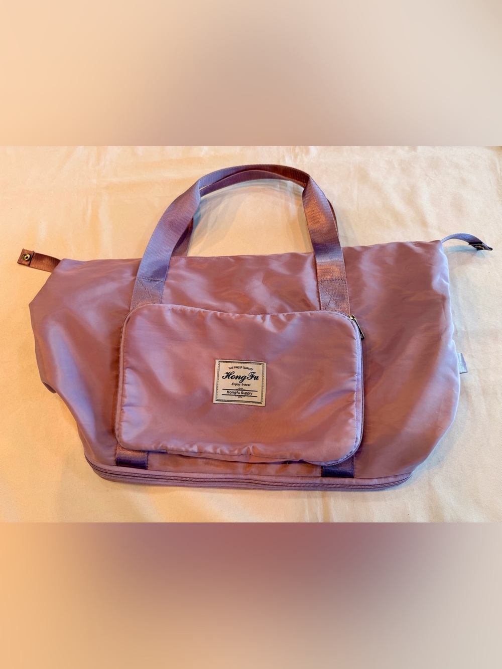 Hongfu Supply “Enjoy Travel” Nylon Lavender Travel Duffle Tote